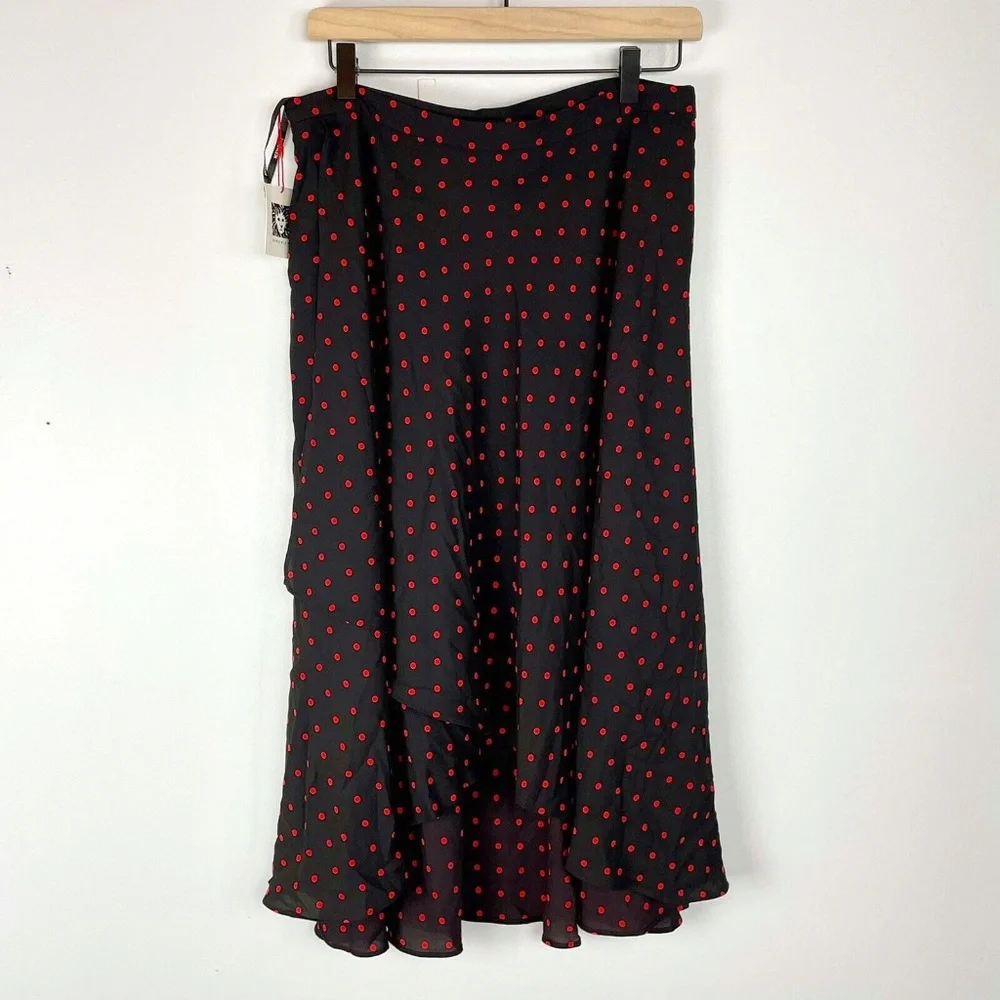 !!! Lowest Price!!! NWT Anne Klein Polka Dot Midi Faux Wrap Skirt - Picture 3 of 11